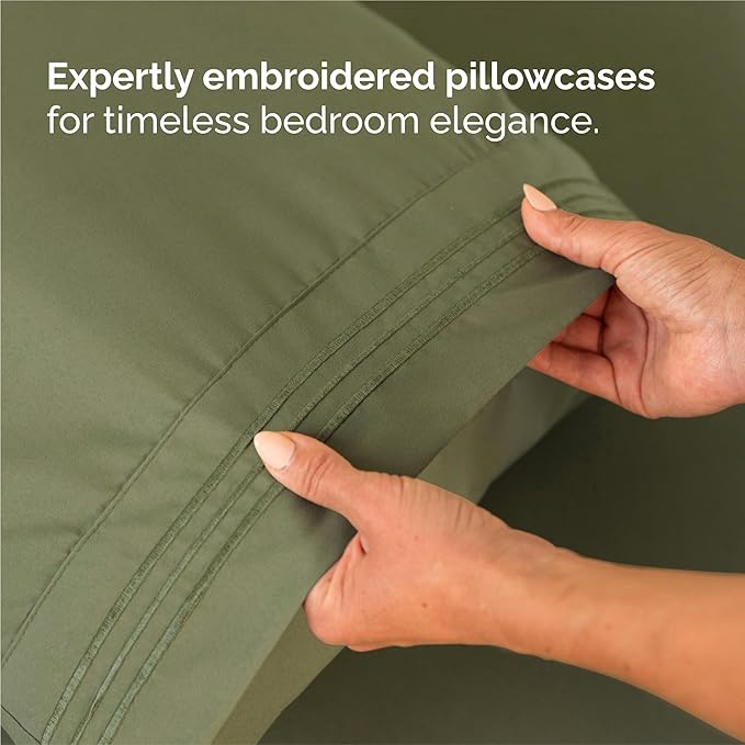 Split King Size 5 Piece Sheet Set - Comfy Breathable & Cooling Bed Sheets Set - Hotel Luxury Bedding for Women, Men, Kids, Teens, Boys & Girls - Deep Pockets and Wrinkle Free - Oeko-Tex - Sage Green