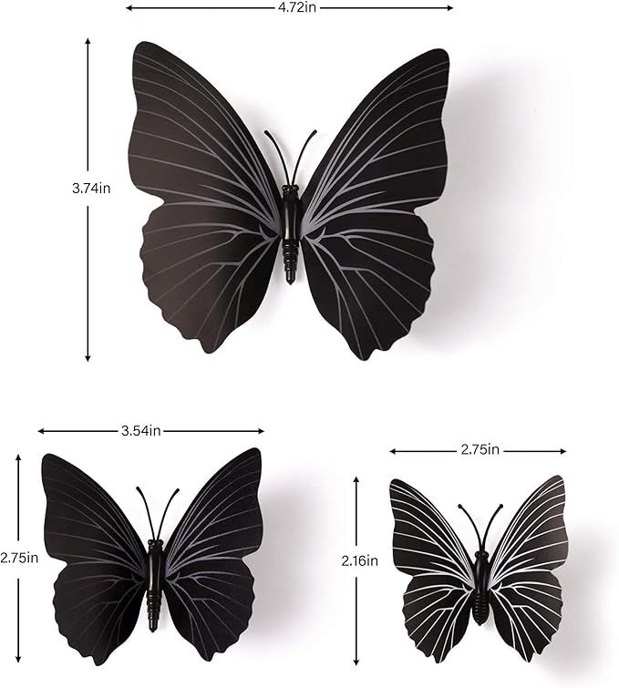 24pcs 3D Vivid Special Man-Made Lively Butterfly Art DIY Decor Wall Stickers Decals for Nursery, Bathroom, Office, 3D Crafts