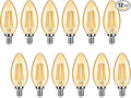 12-Pack Dimmable E12 LED Candelabra Bulbs 40Watt Equivalent, 2200K Amber Warm White, 380Lumens, 4W B11 Amber Chandelier Light Bulbs, LED Filament Clear Glass Candle Lamp for Ceiling Fan Home Decor