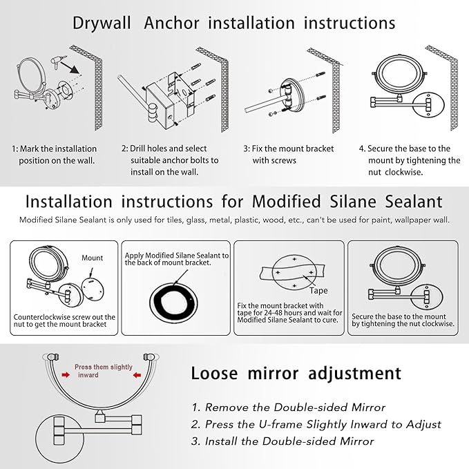 Antique Brass Rechargeable Wall Mounted Makeup Mirror Magnifying, 1X/10X Magnifying Mirror for Bathroom, 8 Inch 2 Sided 360 Swivel Extendable Arm Vanity Shaving Mirror for Bathroom