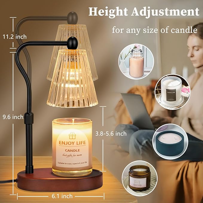 Candle Warmer Lamp with Timer Dimmer Adjustable Height,Mothers Day Gifts,Electric Wax Warmer Vintage Home Decor for Scented Jar Candles,Birthday Gifts for Women