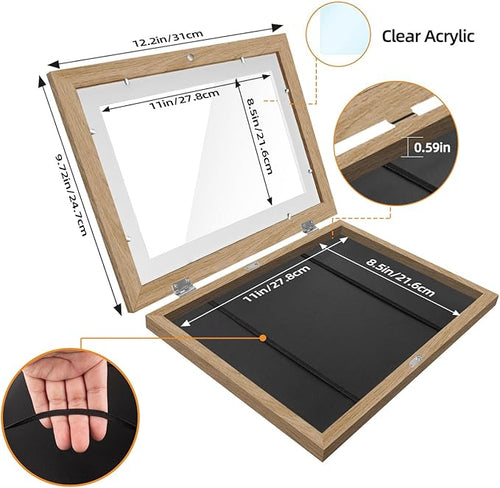 1 Pack Kids Artwork Frames Changeable 8.5 x 11 Inch Children Art Projects Kids Art Frames Front Opening Picture Display Frame, Wood