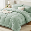 CozyLux Twin XL Comforter Set Sage Green, 5 Pieces Twin Extra Long Bed in a Bag for College Dorm, All Season Bedding Set with Stitch Quilted Comforter, Flat Sheet, Fitted Sheet, Pillowcases