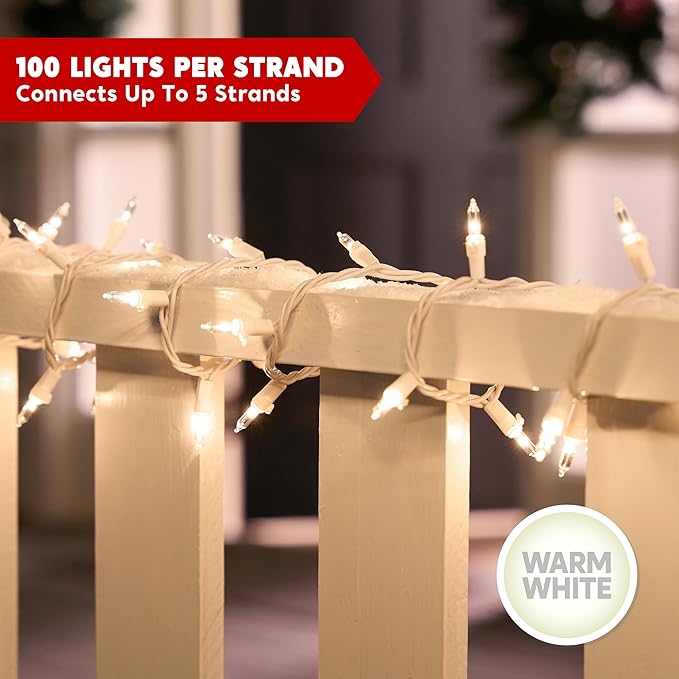 Joiedomi Christmas String Lights Indoor,200(2x100) Mini Warm Fairy Light,43FT Lighting Decor for Patio Dorm Classroom Bedroom Holiday Wedding Party Garland Birthday Festival,White Wire