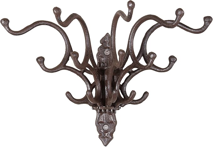 Creative Co-Op Antique Cast Iron Wall Hooks in Rust Finish