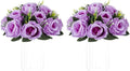 NUPTIO Artificial Flower Centrepieces for Tables - 2 Pcs Lilac Fake Flowers Roses Balls 9.5in Diameter - Silk Faux Rose Arrangement for Wedding Party Centerpiece Table Decor