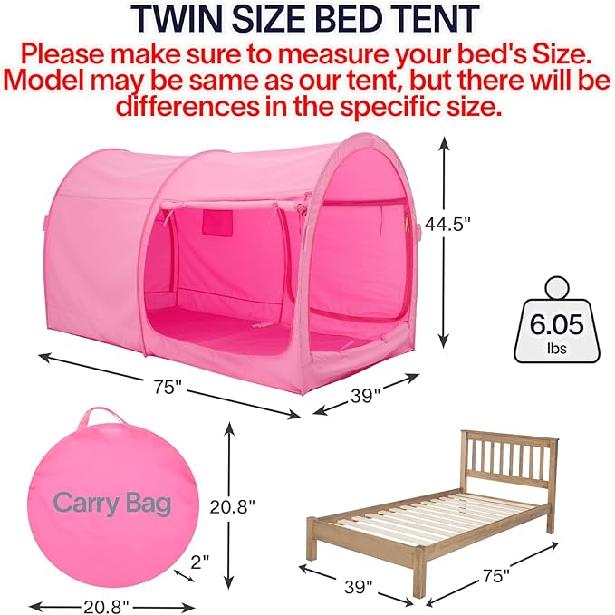 LEEDOR Bed Tent Dream Tents Bed Canopy Shelter Cabin Indoor Privacy Warm Breathable Pop Up Twin/Full/Queen for Kids and Adult Patent Pending(Mattress Not Included)