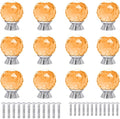 12 Pcs 30mm Round Shape Crystal Glass Cabinet Knobs with Screws Drawer Knob Pull Handle Used for Kitchen, Dresser, Door, Cupboard(Amber)