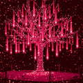 Aukora Red Led Halloween Lights Outdoor, Christmas Lights Outside, 8 Tube Snow Falling Rain Icicle String Light for Xmas Tree Party Thanksgiving Day Garden Camp Wedding Decorations, UL Plug