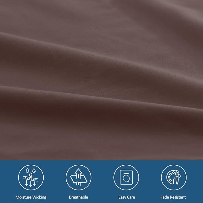 King Size Sheets Set for Air Mattress - Deep Pocket King Sheet Set - 3Pcs Side Storage Pocket Fitted Sheet & Pillowcases Easily Fits 16in to 24in Pillow Top Air Bed Mattress - Brown