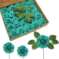 JOYLEX Artificial Flowers Realistic Roses, Real Looking Fake Roses with Stem for DIY Wedding Bouquets Centerpieces Bridal Shower Party Home Romantic Decorations (Dark Turquoise, Regular 3" - 200pcs)