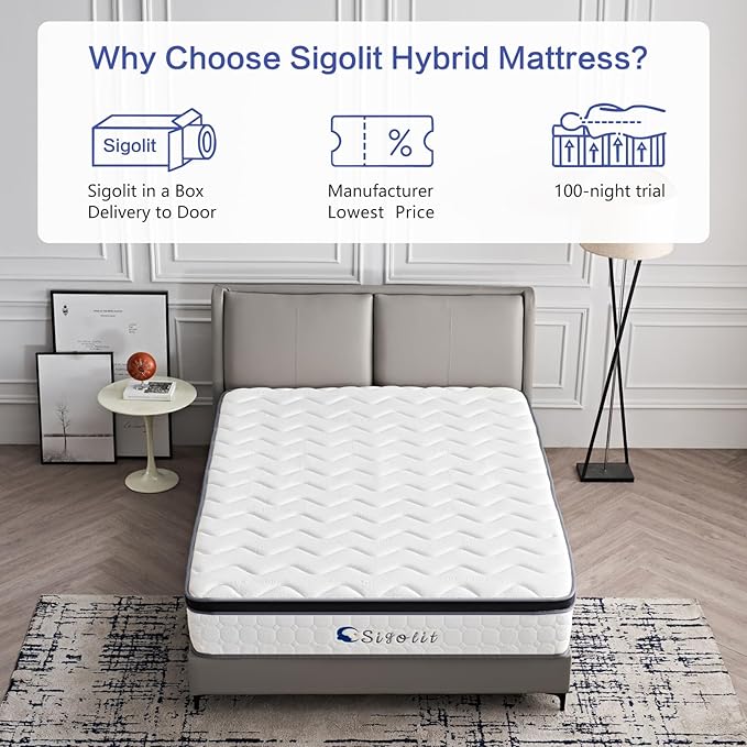 10 Inch King Size Hybrid Mattress - Medium Firm, Memory Foam & Pocket Springs, Motion Isolation, Edge Support, Pressure Relief, Ships Compressed