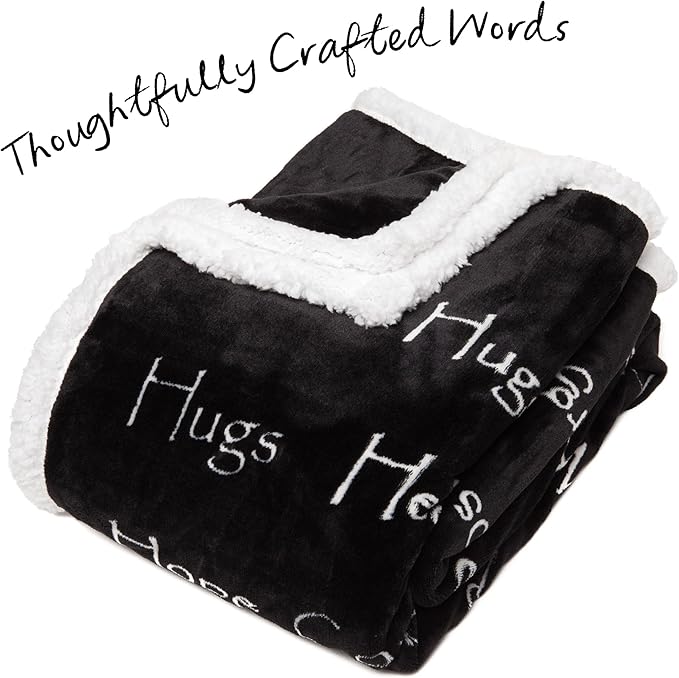 Chanasya Premium Sympathy Warm Hugs Gift Throw Blanket - Healing Gift Cancer Chemo Survivor Get Well Caring Gifts - Comfort Gift Blanket for Love Support Strength - Women Men Friend Grandpa - Black
