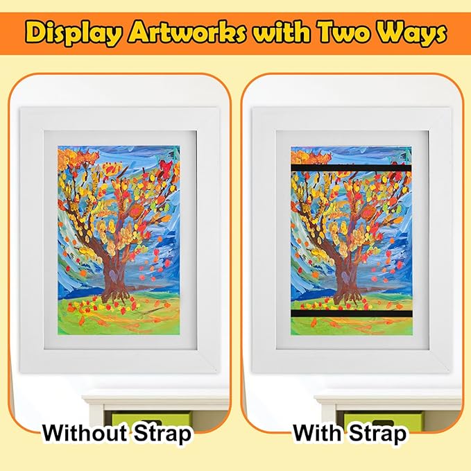 4Pcs Kids Art Frame Changeable 8.5x11 Letter Size Display with Mat Kids Artwork Frame Front Opening Artwork Frames for Kids Art Decorative Art Frames for Kids Art Holds 50-100 Works of Art for Hanging,White