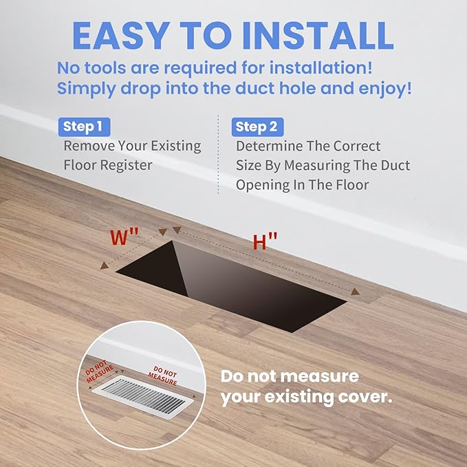 2x12 Inches 2 Pack Heavy Duty Walkable Floor Register - Easy Adjust Air Supply Lever Decorative Floor Vent Covers - Boston Design Vent Covers for Home - Satin Nickel