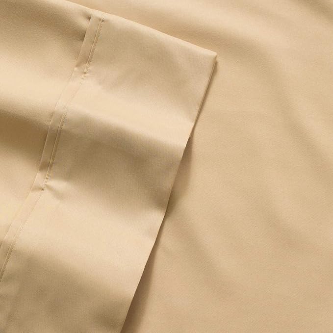 Sweet Home Collection 6 Piece 1500 Supreme Collection Brushed Microfiber Deep Pocket Sheet Set-2 Extra Pillow Cases, Great Value, Split King, Camel