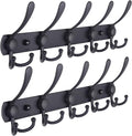 Dseap Coat Rack Wall Mounted - 5 Tri Hooks, Heavy Duty, Stainless Steel, Metal Coat Hook Rail for Coat Hat Towel Purse Robes Mudroom Bathroom Entryway (Black, 2 Packs)
