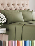 Cal King 6 Piece Sheet Set - Comfy Breathable & Cooling - Soft Hotel Luxury Bedding Set with 8-16 Inch Deep Pockets - 1 Flat & 1 Fitted Sheet & 4 Pillowcases - Wrinkle Free & Easy Care - Sage Green