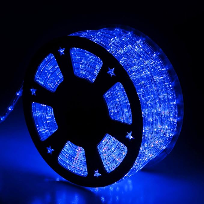 100Ft Blue LED Rope Lights, 110V Outdoor Rope Lights Waterproof Decorative Lighting for Indoor/Outdoor, 1080 LEDs Rope Lights for Outside, Deck, Patio, Halloween and Christmas Decorations