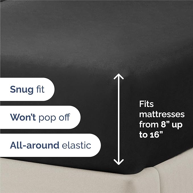 King 6 Piece Sheet Set - Comfy Breathable & Cooling - Ultra Soft Hotel Luxury Bedding Set with 8-16 Inch Deep Pockets - 1 Flat & 1 Fitted Sheet & 4 Pillowcases - Cozy, Wrinkle Free & Easy Care - Black