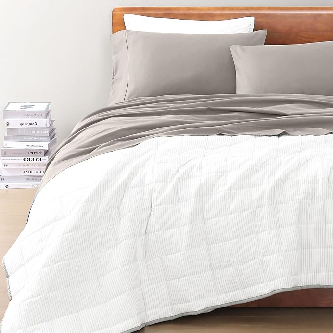 LANE LINEN 100% Organic Cotton Sheets Twin Size, Soft & Comfy Mercerized Fully Elasticized Naturally Temperature Regulating Sustainably Produced Luxury Hotel Quality Cotton Twin Sheet Set- Silver