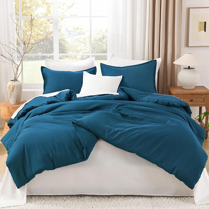 Litanika Teal Comforter California King Size, 3 Pieces Cal King Turquoise Lightweight Solid Bedding Comforter Set, All Season Fluffy Bed Set (104x96In Comforter & 2 Pillowcases)