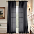 Aiyufeng 108 Inch Black Sheer Window Curtains for Farmhouse, Rod Pocket Voile Window Treatment Vertical Panels for Study Room/Bedroom/Living Room, Black, W59 x L108, 2 Panels