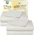 2-Pack Twin XL Sheet Set - 400 Thread Count Sateen 100% Cotton Twin XL Sheet Sets - Soft, Breathable & Cooling Sheets, Wrinkle Resistant, 2 Sets of Deep Pocket Bed Sheets - Ivory (Pale Tone)