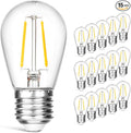15 Pack Dimmable Shatterproof S14 LED Replacement Outdoor String Light Bulbs, 2700K 2W Plastic LED E26 Medium Screw Base Edison Bulbs Equivalent to 11-25 watt
