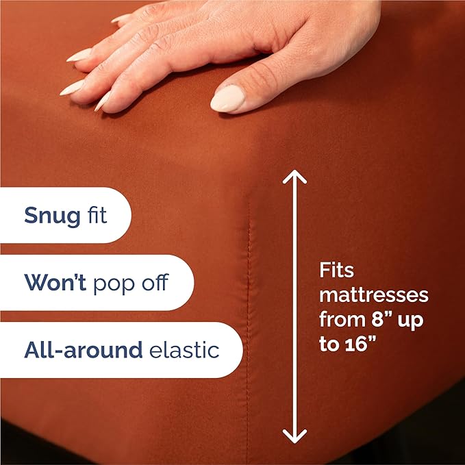 King Size 4 Piece Sheet Set - Comfy Breathable & Cooling Bed Sheets Set - Hotel Luxury Bedding for Women, Men, Kids & Teens - Deep Pockets, Easy-Fit, Super Soft & Wrinkle Free - Oeko-Tex - Terracotta