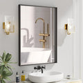 20x30 Inch Black Bathroom Mirrors for Over Sink, Rectangle Vanity Mirror, Tempered Glass and Metal Framed, Wall Mounted Entryway Mirror for Vanity (Horizontal/Vertical)