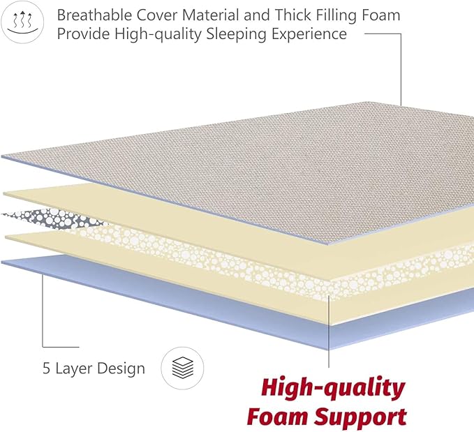 MAXYOYO Japanese Floor Mattress Futon Mattress, Thicken Sleeping Pad Foldable Roll Up Floor Futon for Adults Tatami Mat Dormitory Bed Lounger, Off White, Full Size