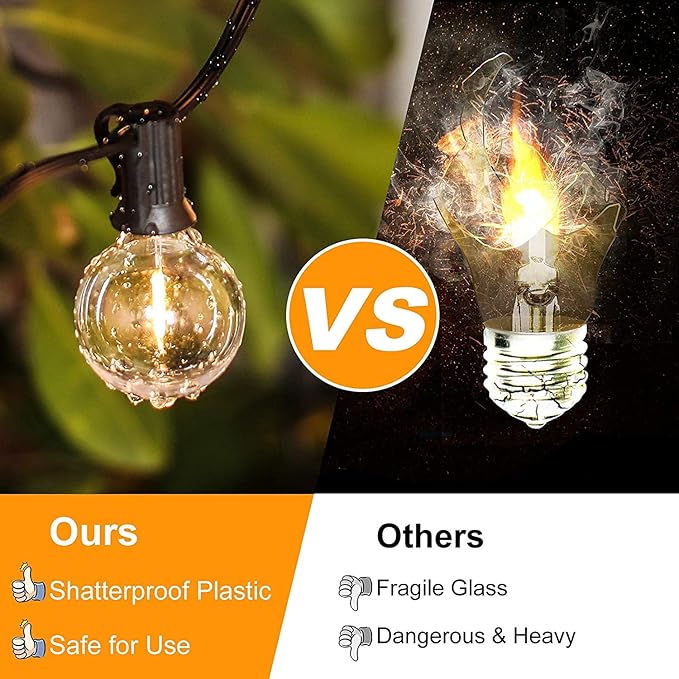 200ft(100*2) Outdoor G40 LED Globe String Lights Dimmable Waterproof Shatterproof Light Strings with 103 Bulbs Connectable Commercial Hanging Lights for Christmas Patio House Backyard Balcony Party