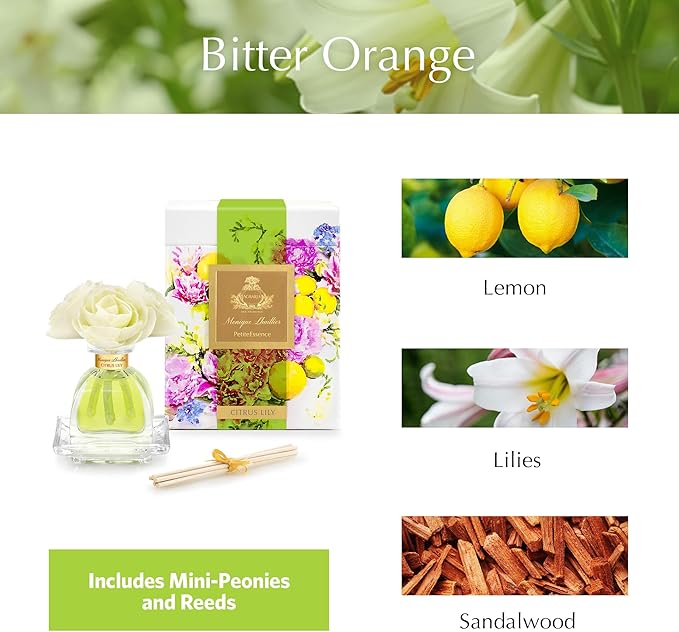 AGRARIA PetiteEssence Flower and Reed Diffuser Set, Handcrafted Sola Flower Botanical Home Fragrance, Scented Oil Diffuser Gift Set for All Occasions