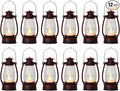 12Pcs Hand-Brushed Red Mini Lanterns for Vintage Christmas Table Decorations – 6Inch Small Candle Lanterns for Western Cowboy Camping Halloween Weddings Party Centerpiece & Hanging Ornaments