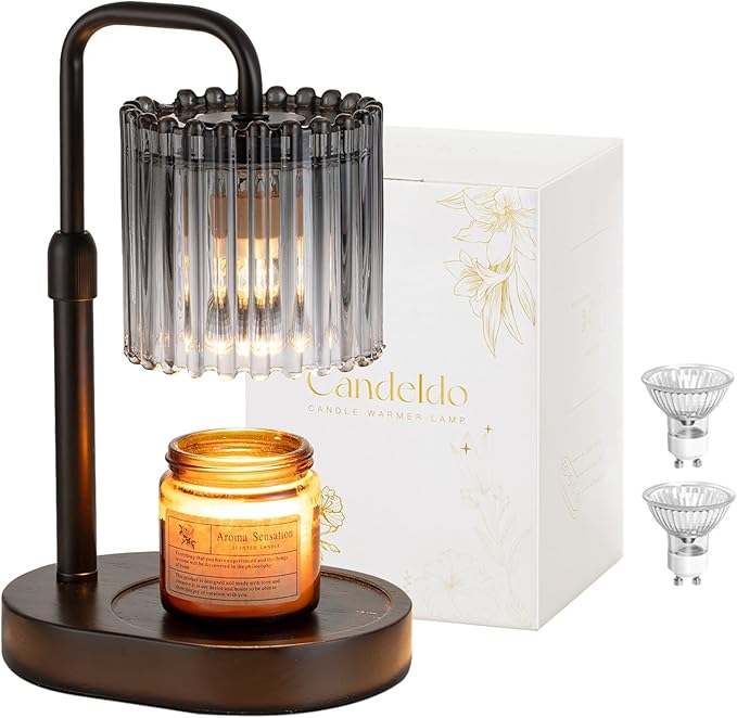 Candle Warmer Lamp with Timer: Black Candle Warming Lamp Height Adjustable Wax Melt Warmer Dimmable Modern New Home Bedroom Decor Housewarming Gift for Women