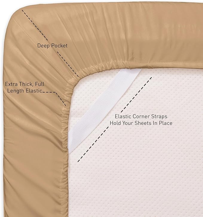 Full Size Sheet Sets - Breathable Luxury Sheets with Full Elastic & Secure Corner Straps Built In - 1800 Supreme Collection Extra Soft Deep Pocket Bedding Set, Sheet Set, Full, Taupe