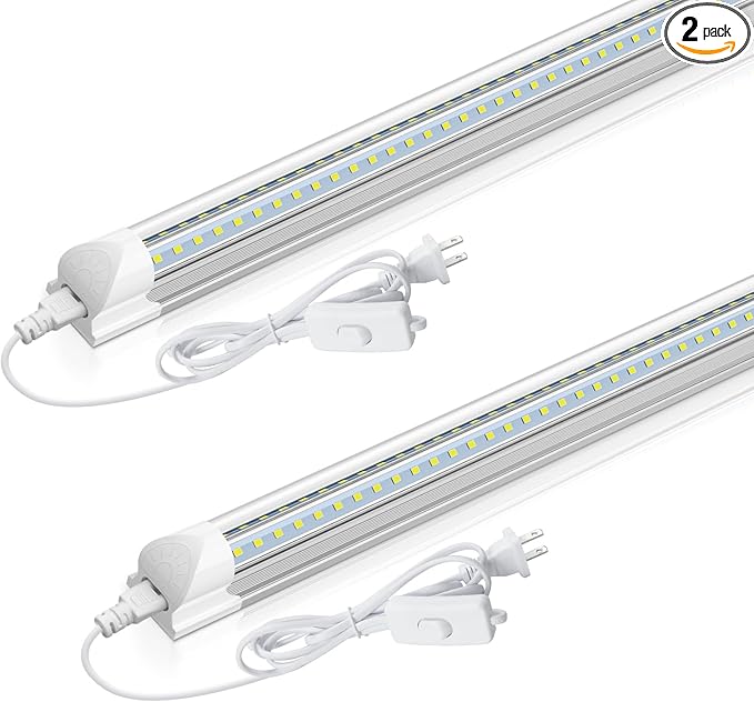 CNSUNWAY 2FT LED Shop Light, 20W 3000LM, 5000K Daylight T8 LED Light Fixture, V Shape, High Output, Linkable Shop Lights for Room, Garage, Workshop, Under Cabinet, ETL Listed (2 Pack)
