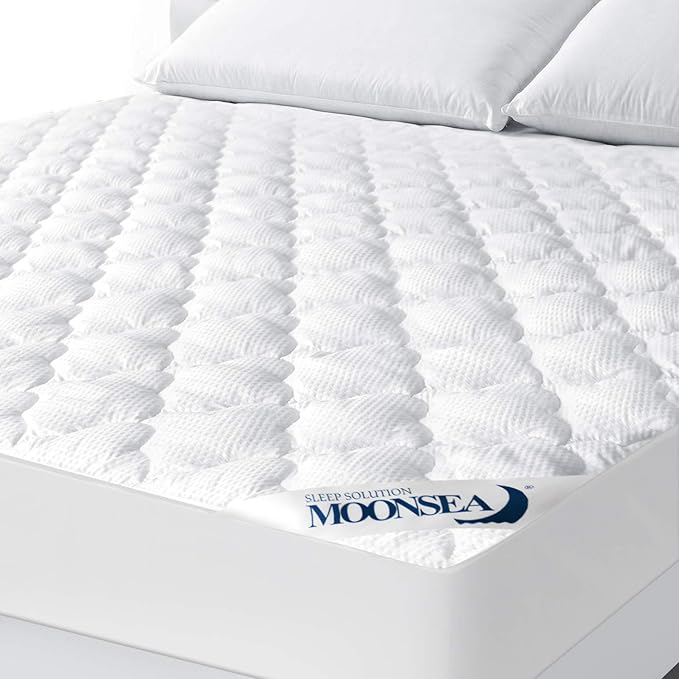 Queen Air Mattress Pad Cover Thick Quilted Inflatable Matresss Topper, Super Soft Breathable and Noiseless Down Alternative Fiber Mattress Pad Fits Up to 16 Inch Mattress