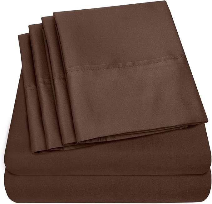 Twin Size Bed Sheets - 4 Piece 1500 Supreme Collection Fine Brushed Microfiber Deep Pocket Twin Sheet Set Bedding - 1 EXTRA PILLOW CASES, GREAT VALUE, Twin, Brown