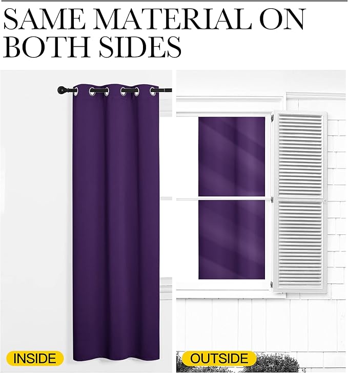 NICETOWN Purple Blackout Curtains 78 inches Long, Niose Reducing and Thermal Insulated Room Darkening Curtains for Girls Bedroom Living Room Window Decoration (55 inches Wide, 2 Panels)