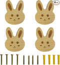 4PCS Wooden Rabbit Shaped Cabinet Knobs, Cabinet Handles, Single Hole Beech Wood Handles, Wood Hooks with Full Set of Screw Accessories