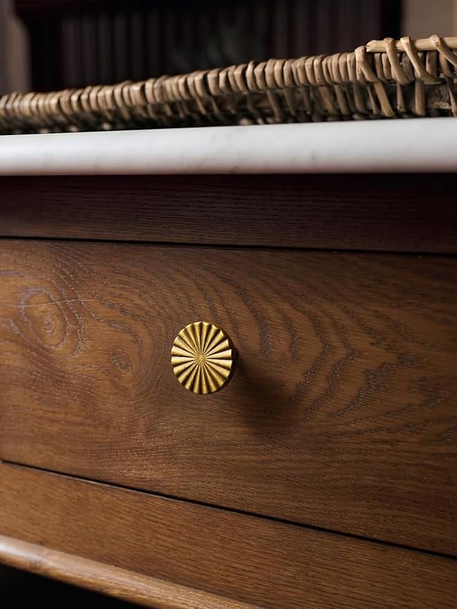 5 Pack Antique Brass Cabinet Knobs Vintage Flat Drawer Pulls Kitchen Cupboard Bathroom Dresser Cabinet Hardware Handles Zinc Alloy