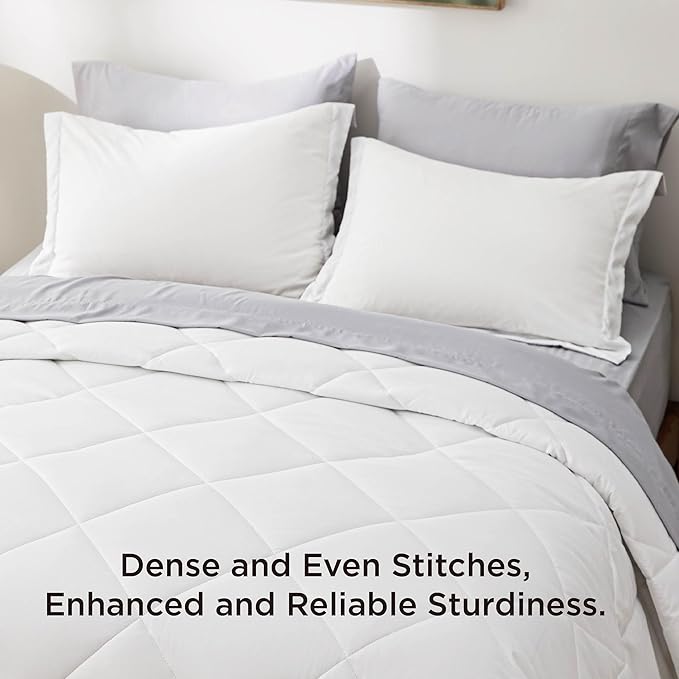 Bedsure Queen Comforter Set - 7 Pieces Reversible White and Grey Bedding, Queen Bed Set for All Seasons, Bed in a Bag with Down Alternative Comforter, Grey Sheets, Pillowcases & Shams