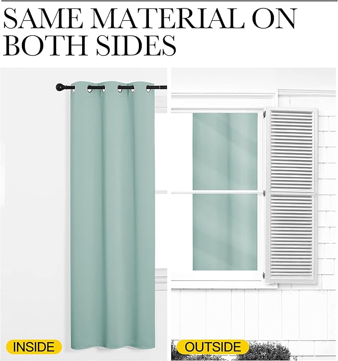 NICETOWN Aqua Blue Room Darkening Curtains for Kitchen, Window Treatment Thermal Insulated Solid Grommet Curtains/Drapes Bedroom (Set of 2, 42 inches Wide by 63 Long)