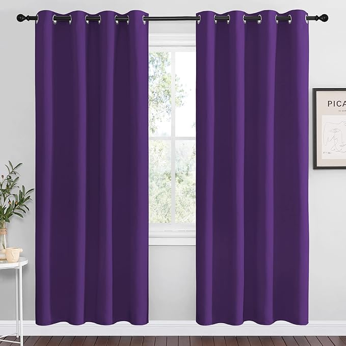 NICETOWN Purple Blackout Curtains 78 inches Long, Niose Reducing and Thermal Insulated Room Darkening Curtains for Girls Bedroom Living Room Window Decoration (55 inches Wide, 2 Panels)