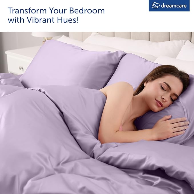 DREAMCARE Queen Sheet Set – 6 pcs Cooling Bed Sheets – up to 15” Deep Sheets Queen Size Bed Set – 2500 Supreme Collection – Extra Soft 100% Brushed Microfiber Hotel Luxury with Side Pocket – Lavender