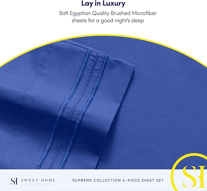 California King Sheet Sets - Breathable Luxury Sheets with Full Elastic & Secure Corner Straps Built In - 1800 Supreme Collection Deep Pocket Bedding Set, Sheet Set, California King, Royal Blue