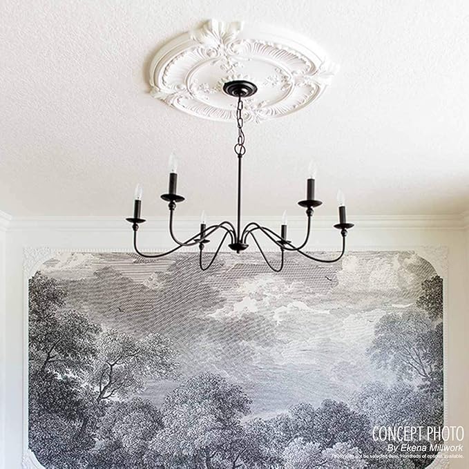 12 1/2"OD x 3 7/8"ID x 3/4"P Bradford Ceiling Medallion (Fits Canopies up to 6 5/8"), Hand-Painted Rich Gold