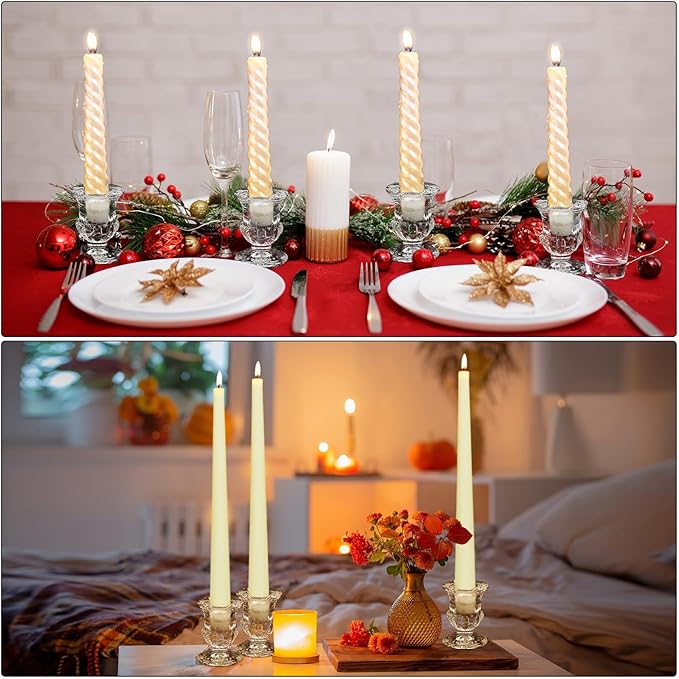 Foaincore 60 Pcs Candlestick Holders Bulk 2.5 Inch Taper Candle Holder for Table Centerpiece Thick Glass Ritual Candle Stand for Wedding Christmas Valentines Festival Party Decorations(Clear)